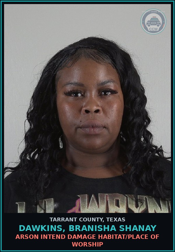 Booking mugshot of Dawkins, Branisha Shanay in Tarrant County