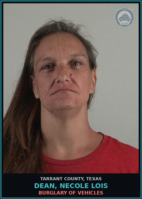 Booking mugshot of Dean, Necole Lois in Tarrant County