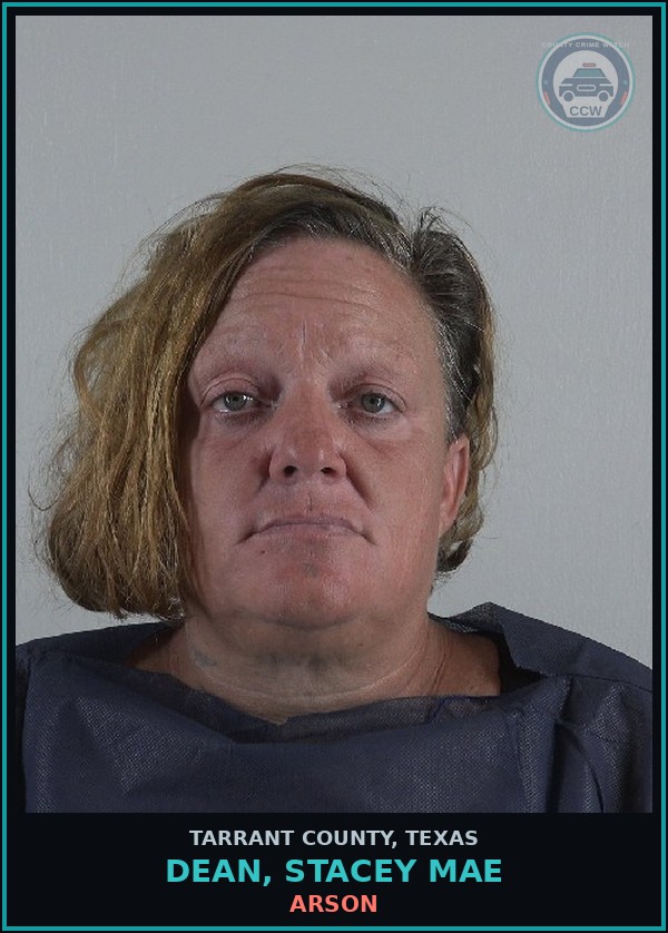 Booking mugshot of Dean, Stacey Mae in Tarrant County