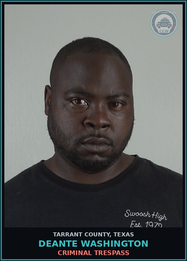 Booking mugshot of Deante Washington in Tarrant County