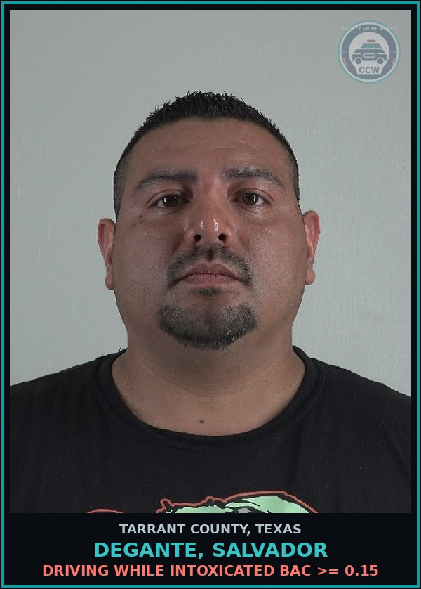 Booking mugshot of Degante, Salvador in Tarrant County