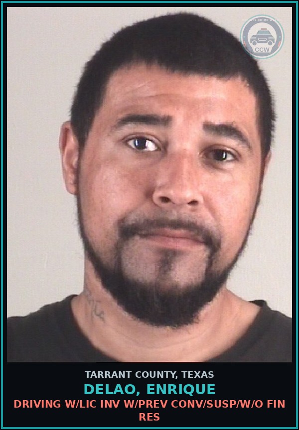 Booking mugshot of Delao, Enrique in Tarrant County