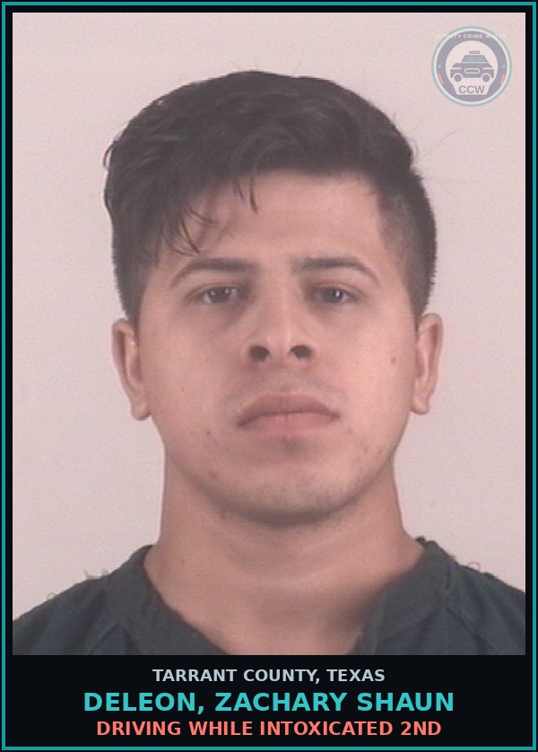 Booking mugshot of Deleon, Zachary Shaun in Tarrant County