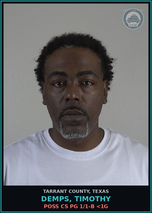 Booking mugshot of Demps, Timothy in Tarrant County