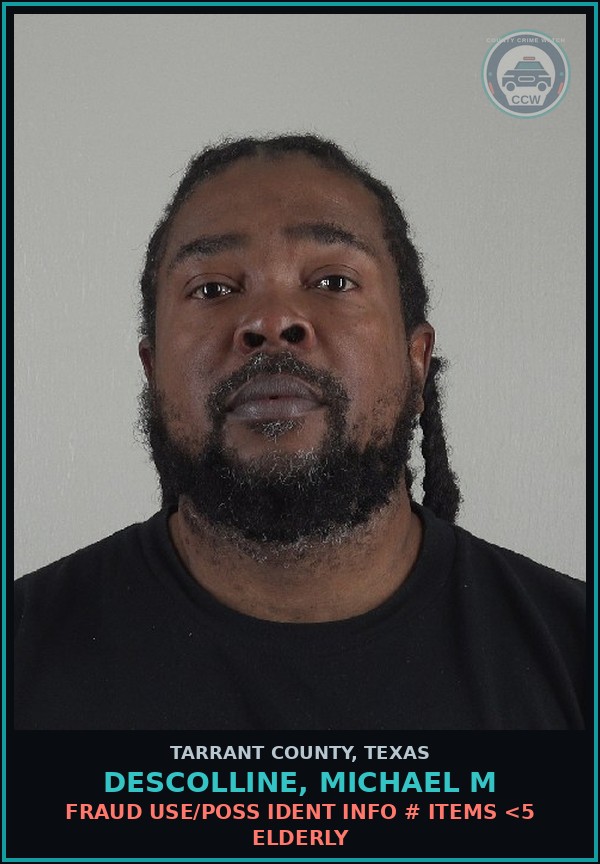 Booking mugshot of Descolline, Michael M in Tarrant County