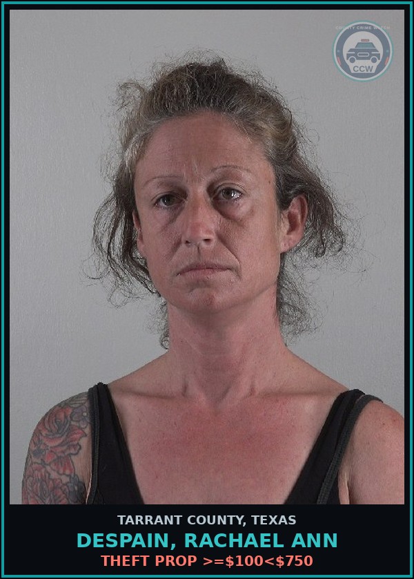 Booking mugshot of Despain, Rachael Ann in Tarrant County