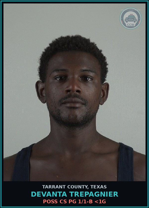 Booking mugshot of Devanta Trepagnier in Tarrant County