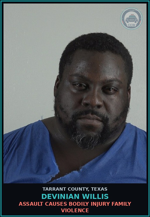Booking mugshot of Devinian Willis in Tarrant County