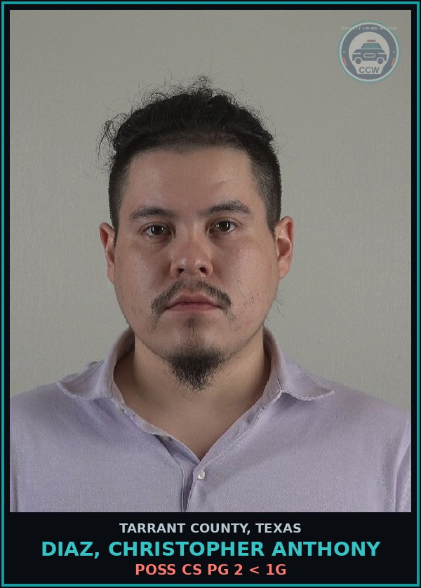 Booking mugshot of Diaz, Christopher Anthony in Tarrant County