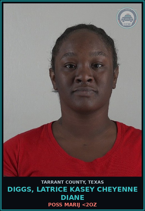 Booking mugshot of Diggs, Latrice Kasey Cheyenne Diane in Tarrant County