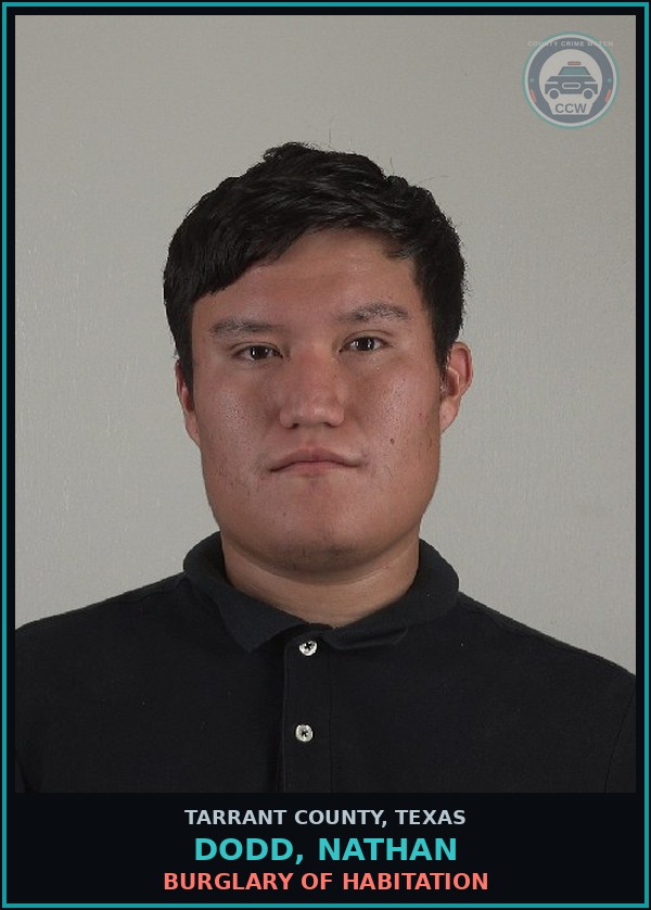 Booking mugshot of Dodd, Nathan in Tarrant County