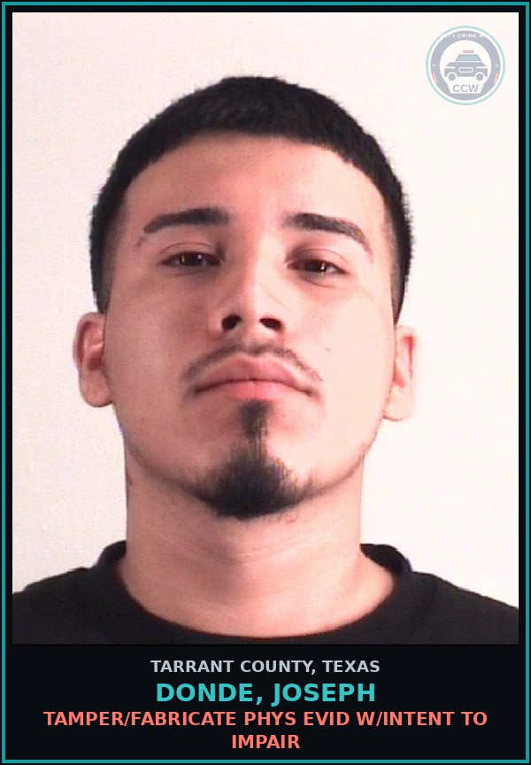 Booking mugshot of Donde, Joseph in Tarrant County