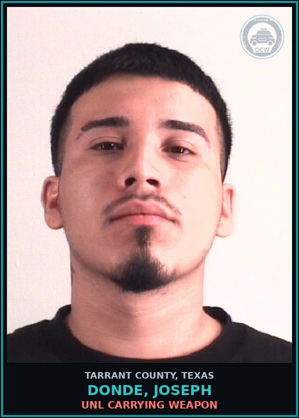 Booking mugshot of Donde, Joseph in Tarrant County