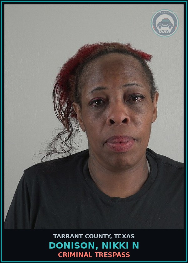 Booking mugshot of Donison, Nikki N in Tarrant County