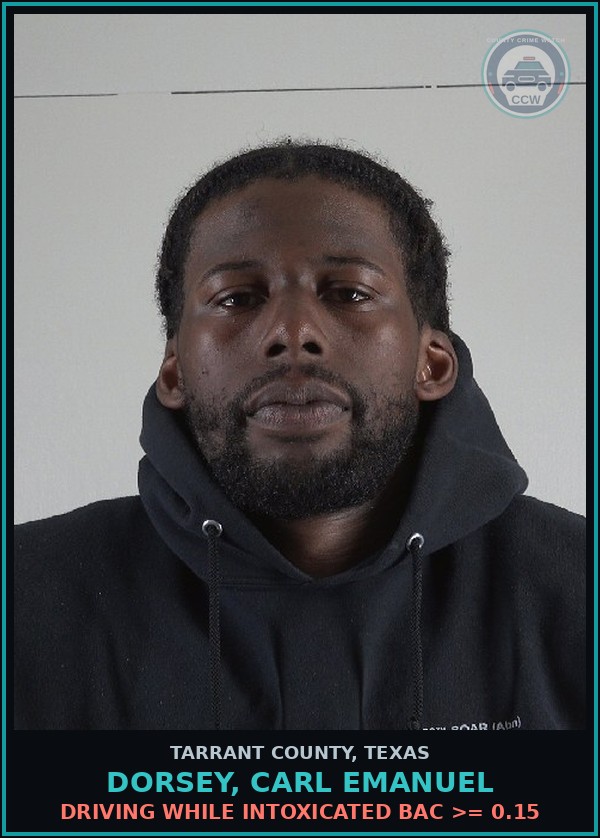 Booking mugshot of Dorsey, Carl Emanuel in Tarrant County