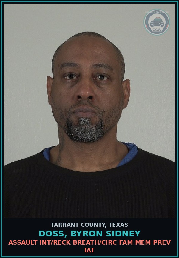 Booking mugshot of Doss, Byron Sidney in Tarrant County