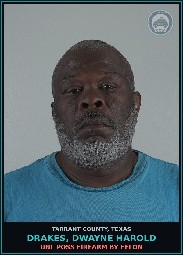 Booking mugshot of Drakes, Dwayne Harold in Tarrant County