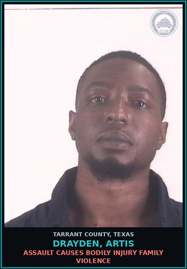 Booking mugshot of Drayden, Artis in Tarrant County