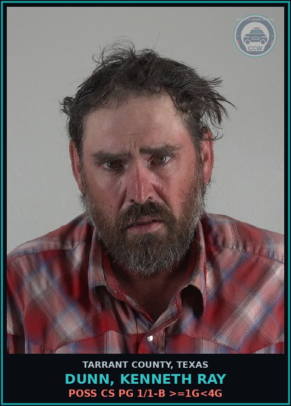 Booking mugshot of Dunn, Kenneth Ray in Tarrant County