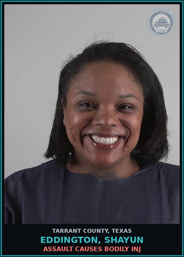 Booking mugshot of Eddington, Shayun in Tarrant County