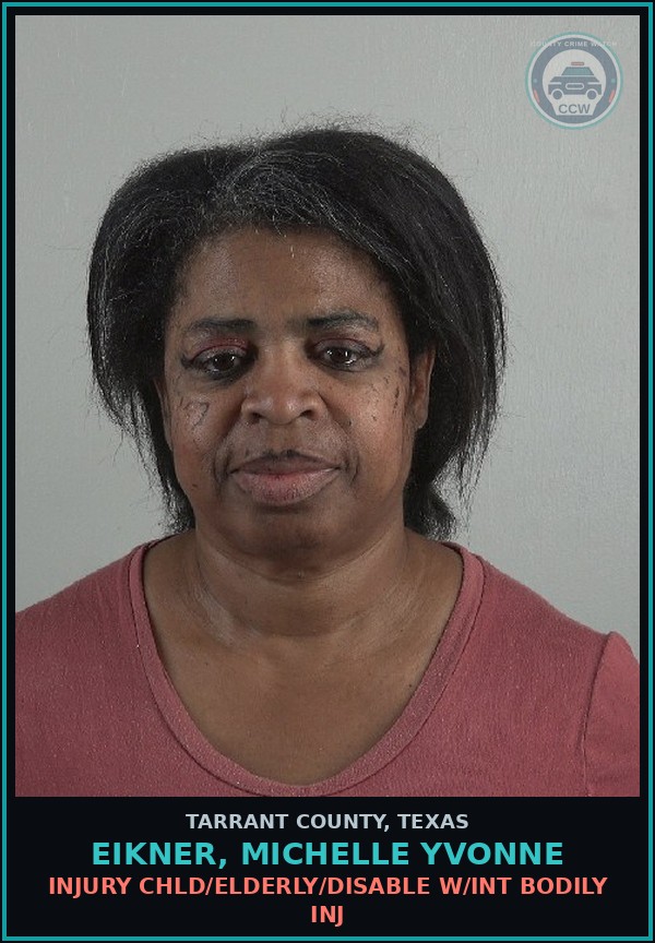 Booking mugshot of Eikner, Michelle Yvonne in Tarrant County