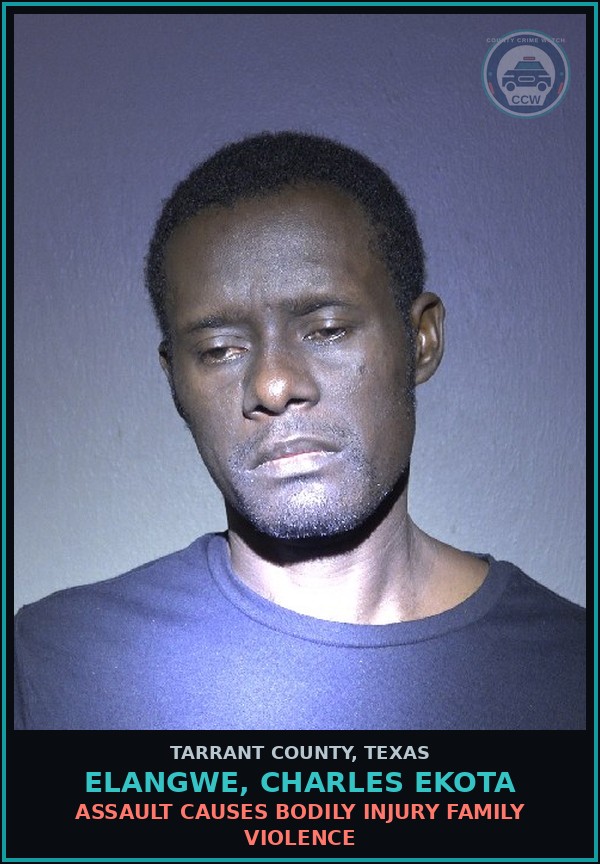 Booking mugshot of Elangwe, Charles Ekota in Tarrant County