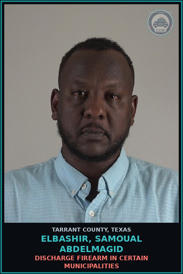 Booking mugshot of Elbashir, Samoual Abdelmagid in Tarrant County