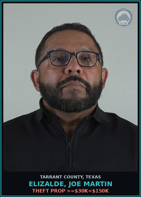 Booking mugshot of Elizalde, Joe Martin in Tarrant County
