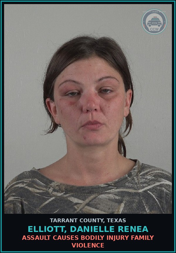 Booking mugshot of Elliott, Danielle Renea in Tarrant County