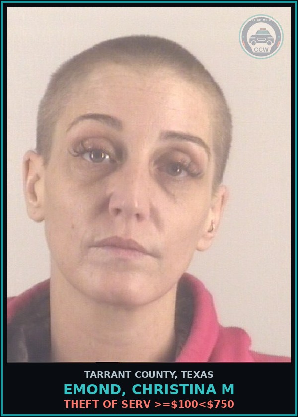Booking mugshot of Emond, Christina M in Tarrant County