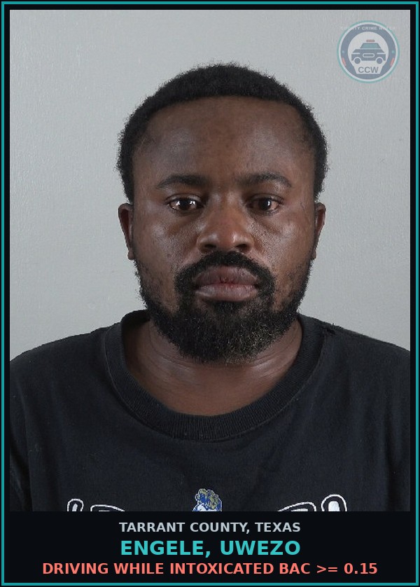 Booking mugshot of Engele, Uwezo in Tarrant County