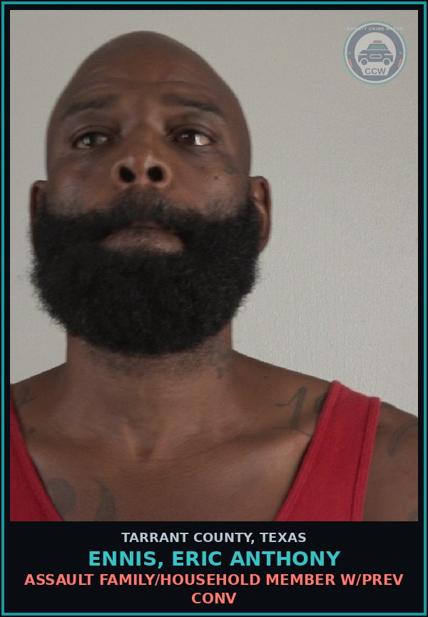 Booking mugshot of Ennis, Eric Anthony in Tarrant County