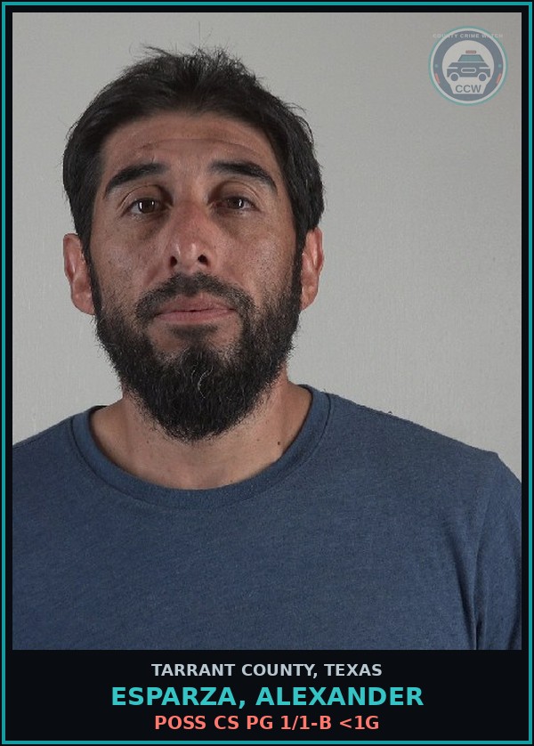 Booking mugshot of Esparza, Alexander in Tarrant County