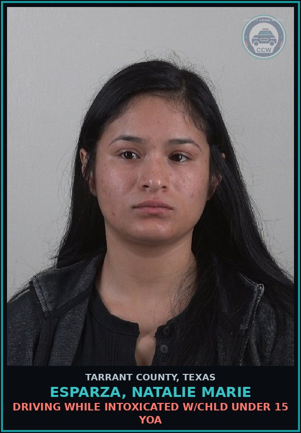 Booking mugshot of Esparza, Natalie Marie in Tarrant County
