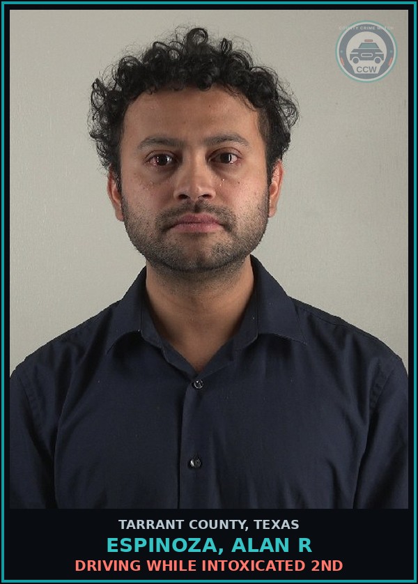 Booking mugshot of Espinoza, Alan R in Tarrant County