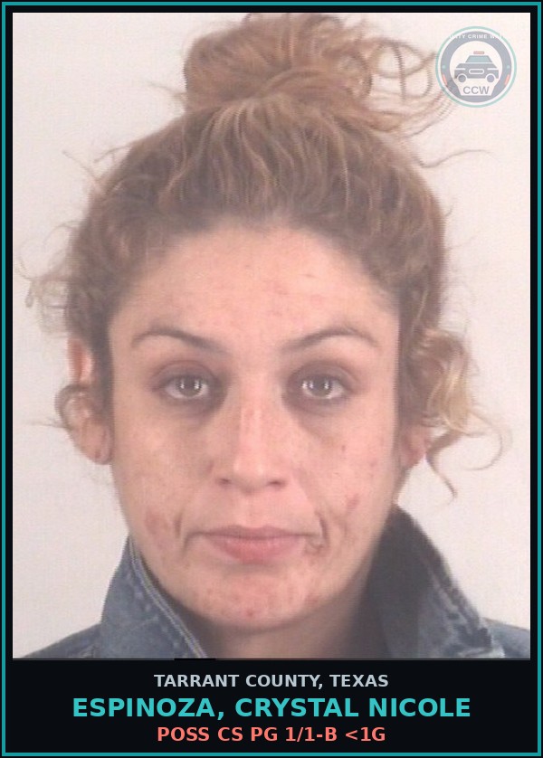 Booking mugshot of Espinoza, Crystal Nicole in Tarrant County