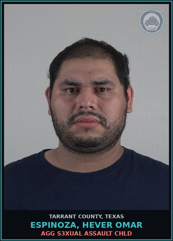 Booking mugshot of Espinoza, Hever Omar in Tarrant County