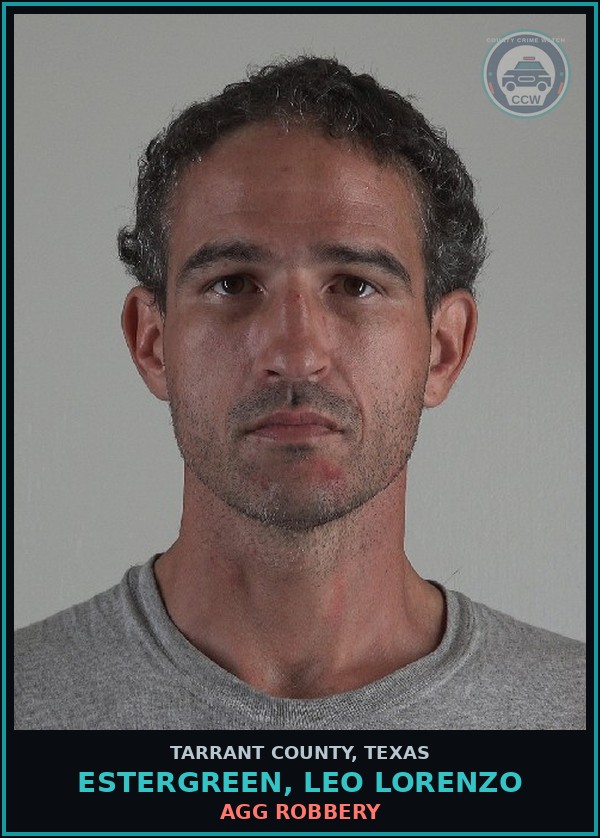 Booking mugshot of Estergreen, Leo Lorenzo in Tarrant County