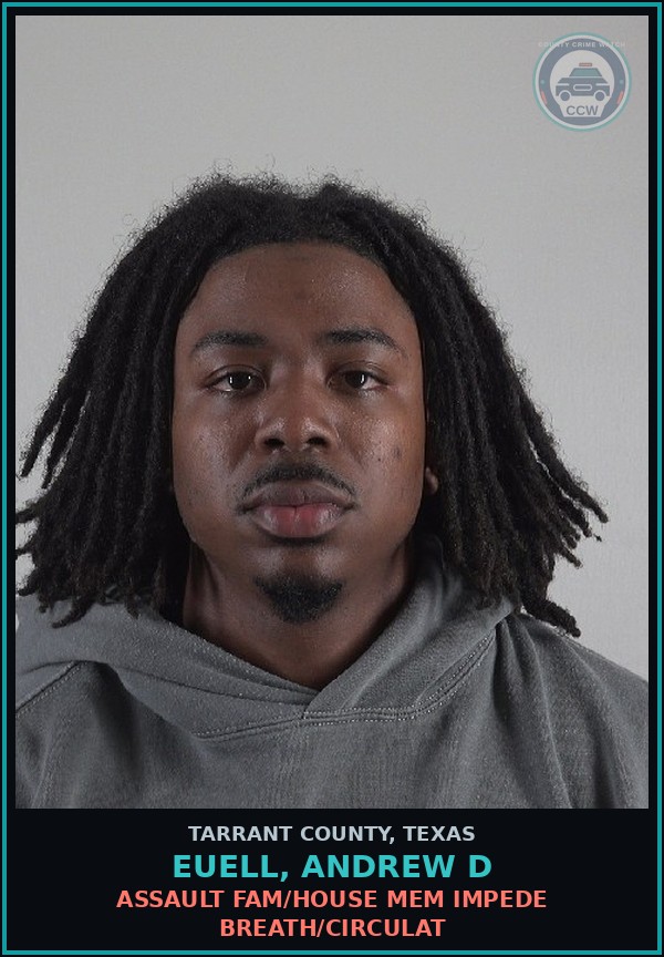 Booking mugshot of Euell, Andrew D in Tarrant County