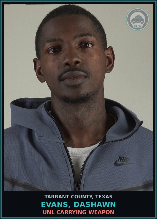 Booking mugshot of Evans, Dashawn in Tarrant County
