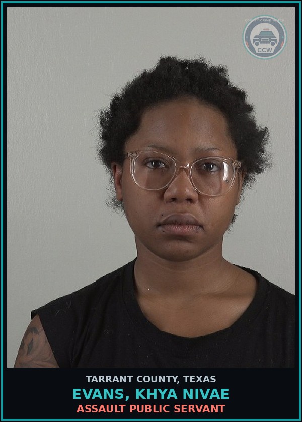 Booking mugshot of Evans, Khya Nivae in Tarrant County