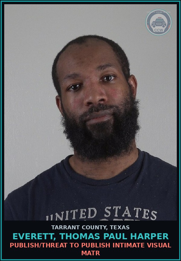 Booking mugshot of Everett, Thomas Paul Harper in Tarrant County