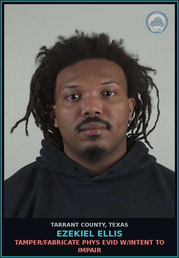 Booking mugshot of Ezekiel Ellis in Tarrant County