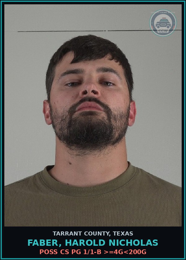Booking mugshot of Faber, Harold Nicholas in Tarrant County