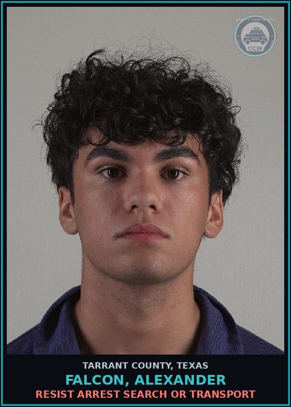 Booking mugshot of Falcon, Alexander in Tarrant County
