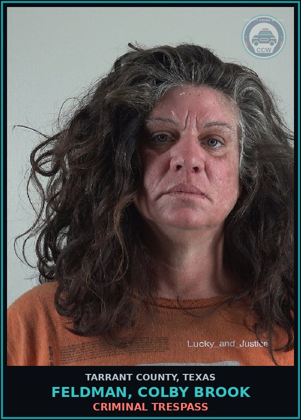 Booking mugshot of Feldman, Colby Brook in Tarrant County