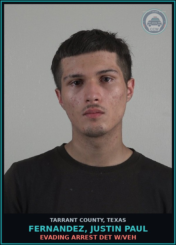Booking mugshot of Fernandez, Justin Paul in Tarrant County