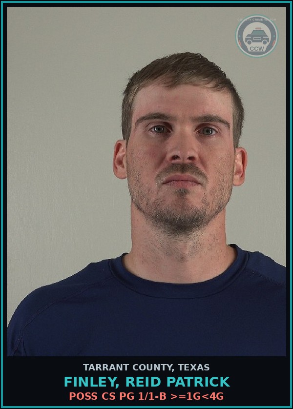 Booking mugshot of Finley, Reid Patrick in Tarrant County