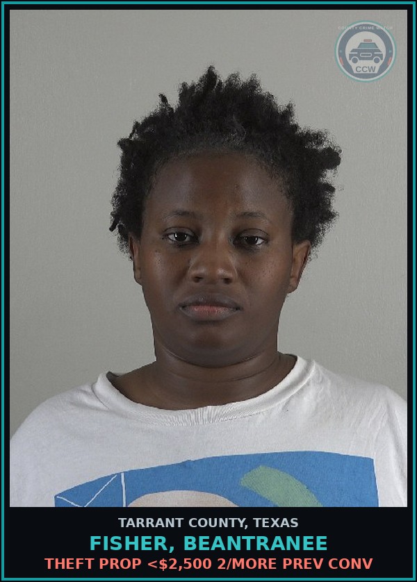 Booking mugshot of Fisher, Beantranee in Tarrant County