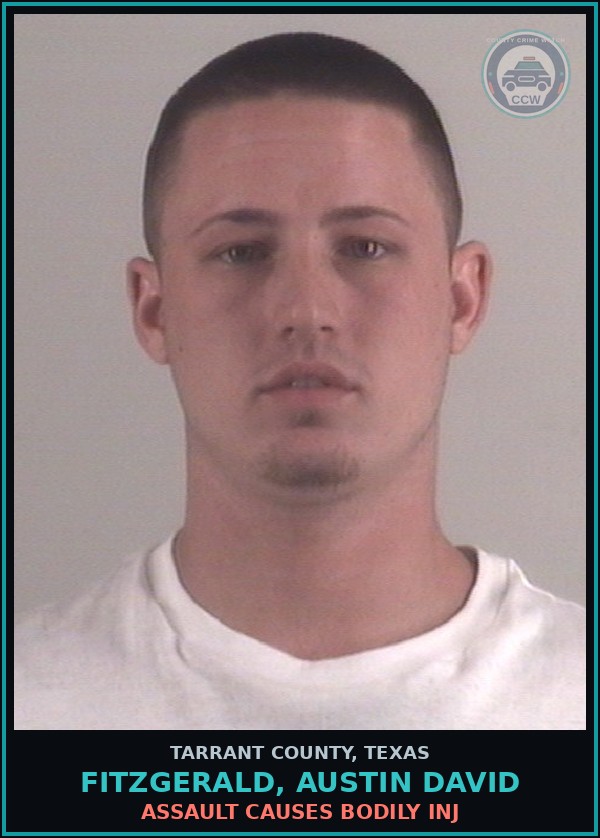 Booking mugshot of Fitzgerald, Austin David in Tarrant County